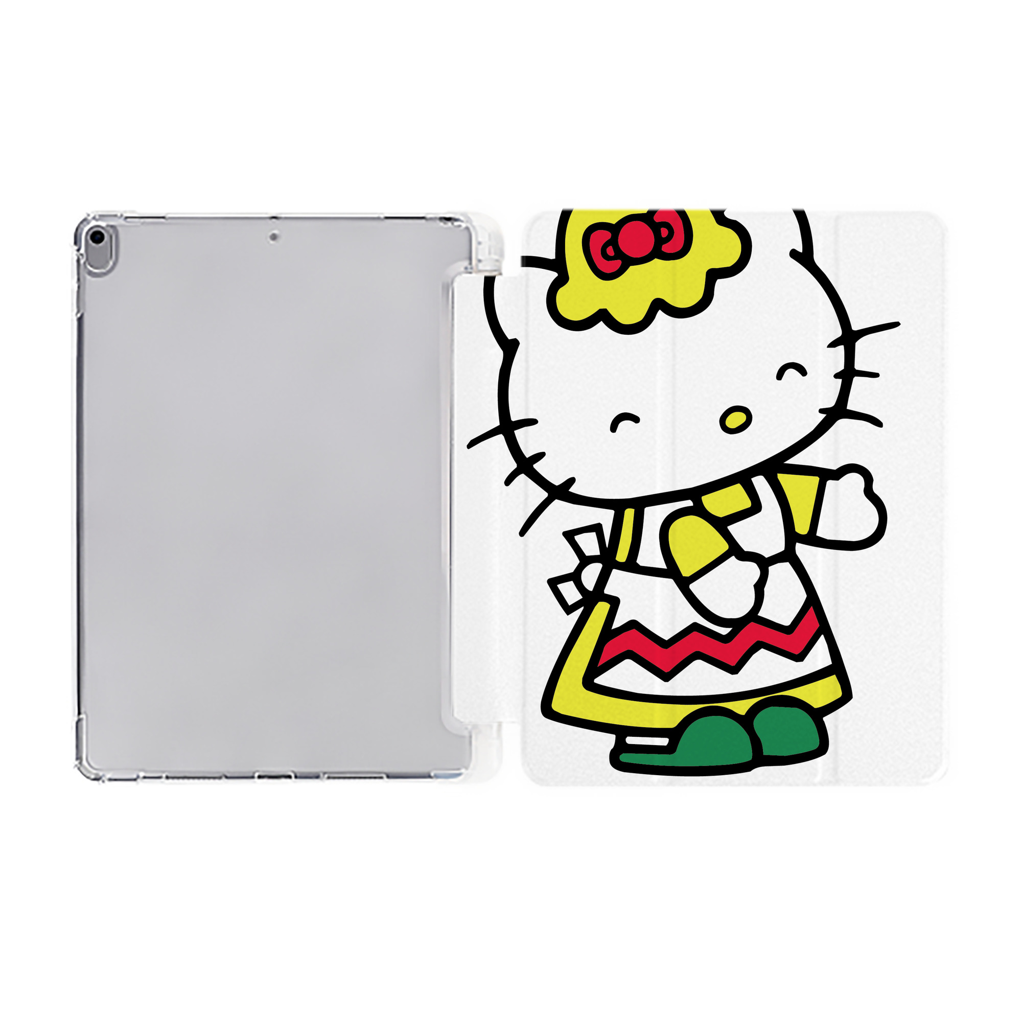 （画像用） Hello Kitty ハローキティ IPad ケース ペン収納付き 三つ折りスタンド PUレザー×シリコン 対応機種9.5/10.5/10.9インチ